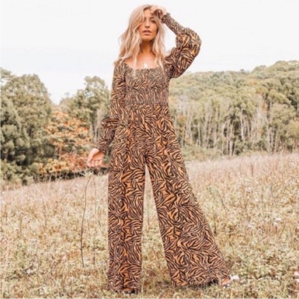 Anthropologie Kachel Tiger-Striped Jumpsuit - Picture 3 of 13